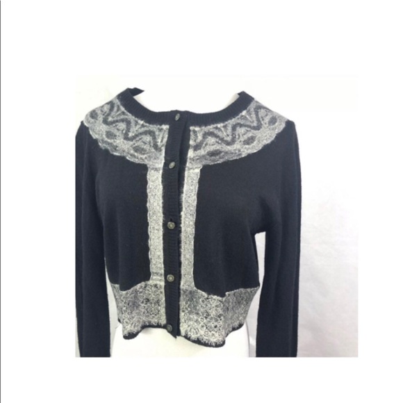 Anthropologie Sweaters - Anthropologie black wool cardigan L EUC
